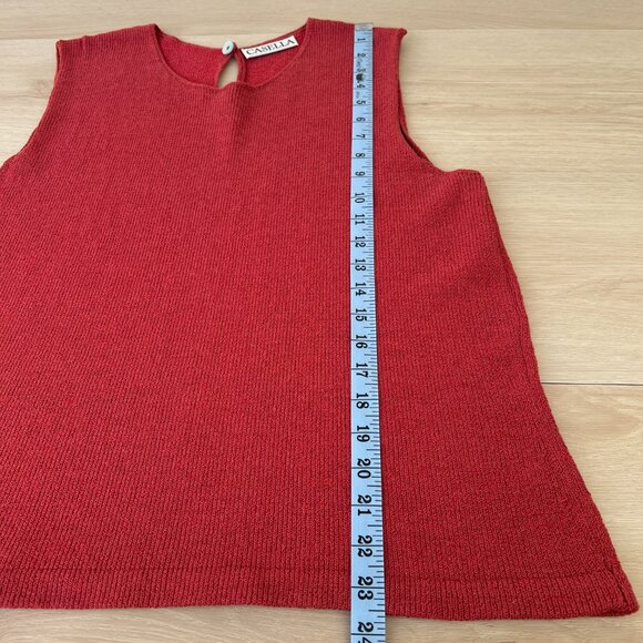 CASELLA Rust Stretch Knit Wool/Rayon Sleeveless Tank Top XL / Modern Minimalist - Picture 11 of 13